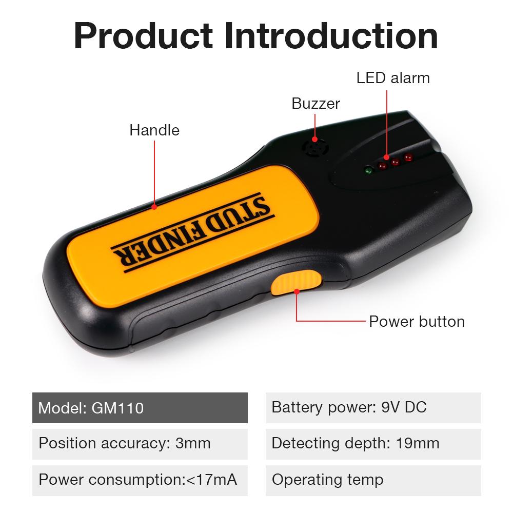 Handheld Metal Detector Underground Depth 19mm Scanner Search Stud Finder Wood AC Live Wires Finder Electric Wall Metal Detector