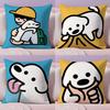 Korea M-Matsui Cute Dog Cushion Cover Plush Fabric Soft Double-Sided Printed Sofa Warm Winter Home Gift Pillow Cover