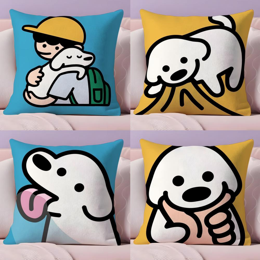 Korea M-Matsui Cute Dog Cushion Cover Plush Fabric Soft Double-Sided Printed Sofa Warm Winter Home Gift Pillow Cover