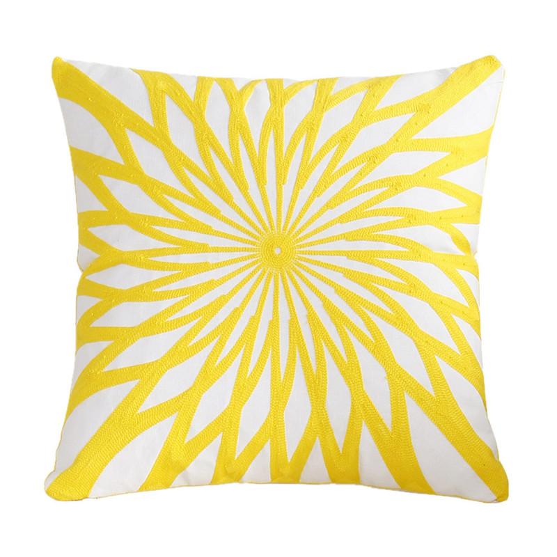 45x45cm Yellow Geometric Cotton Embroidery Sofa Cushion Cover Home Living Room Decoration