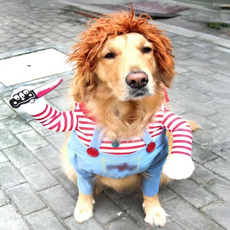 Deadly Doll Pet Costume For Halloween Small Dog Transformer Outfit Pet Role Play Costume For Party Dress Up Funny Pet Clothes
