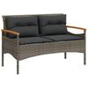 Garden Bench with Cushions 116x62.5x74 cm Grey Poly Rattan