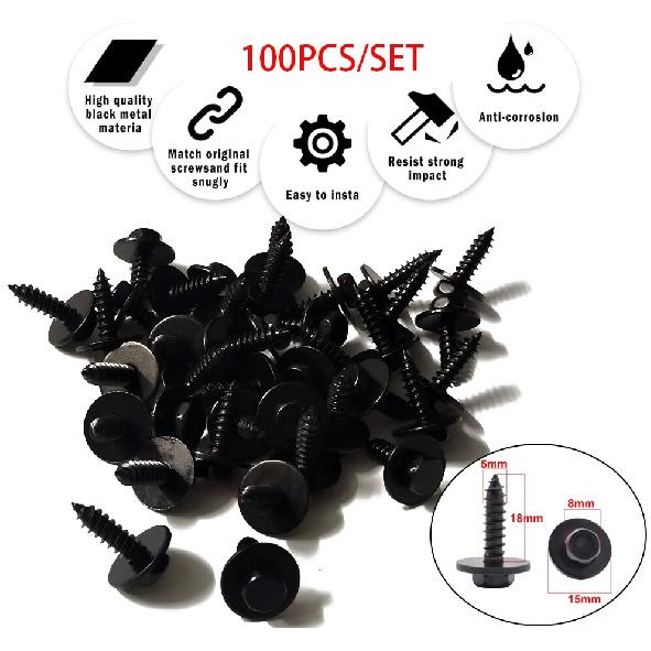 100x Under Engine Splash Guard Rivet Fastener Clips Rivets Bumper Retainer Screw