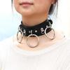 Wild O-Ring Leather Choker, Punk PU Circular Ring Clavicle Necklace for Nightclub