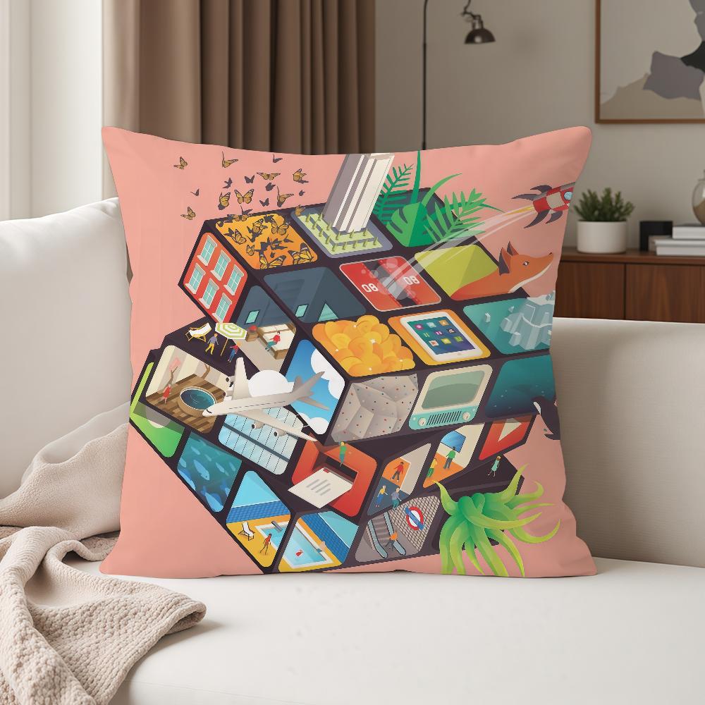 

Game RRubik CCube Pillow Case Suitable For Bedrooms Living Rooms Cars Home Decoration 30cmx30cm