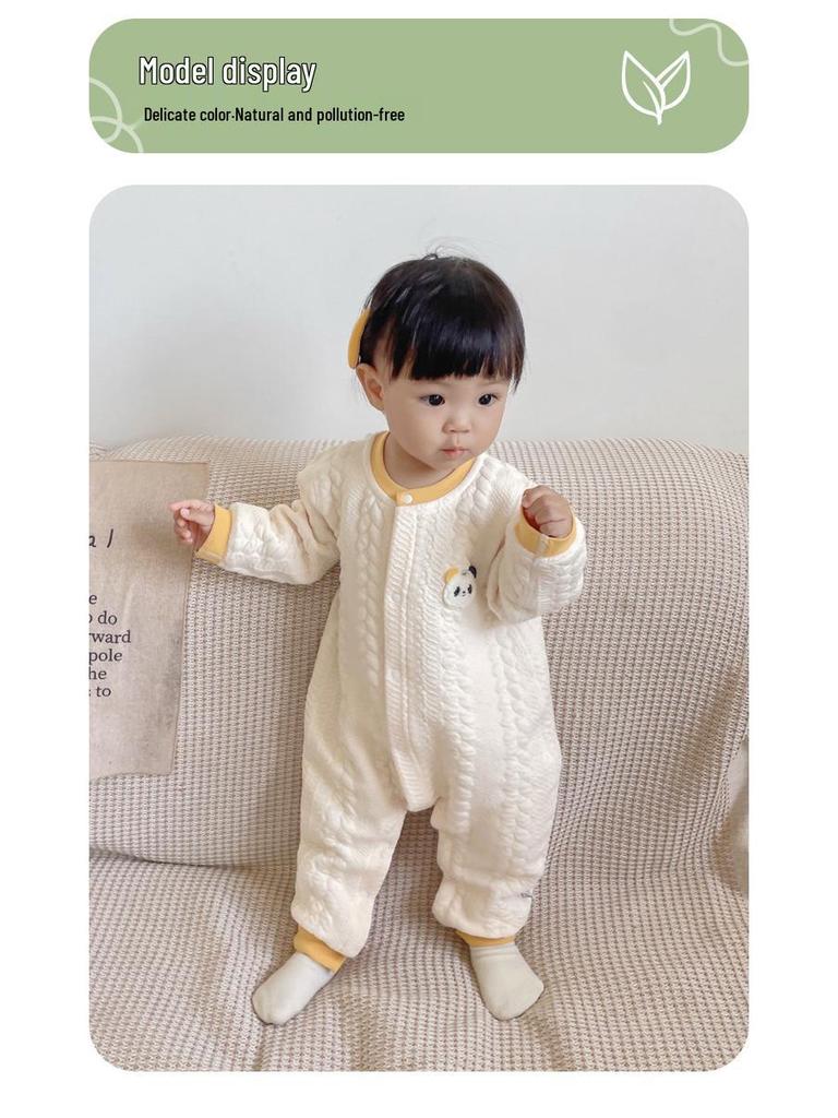 Newborn & Toddler Spring/Autumn Padded Butterfly Crawling Suit – Thick, Three-Layer Warmth for Outdoor Play