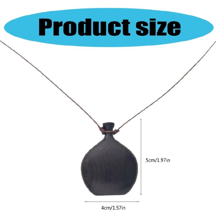 Traditional Chinese Style Wood Pendant Necklace with Sliding Knot Unique Flask Necklace Suitable for Adjustable Fit