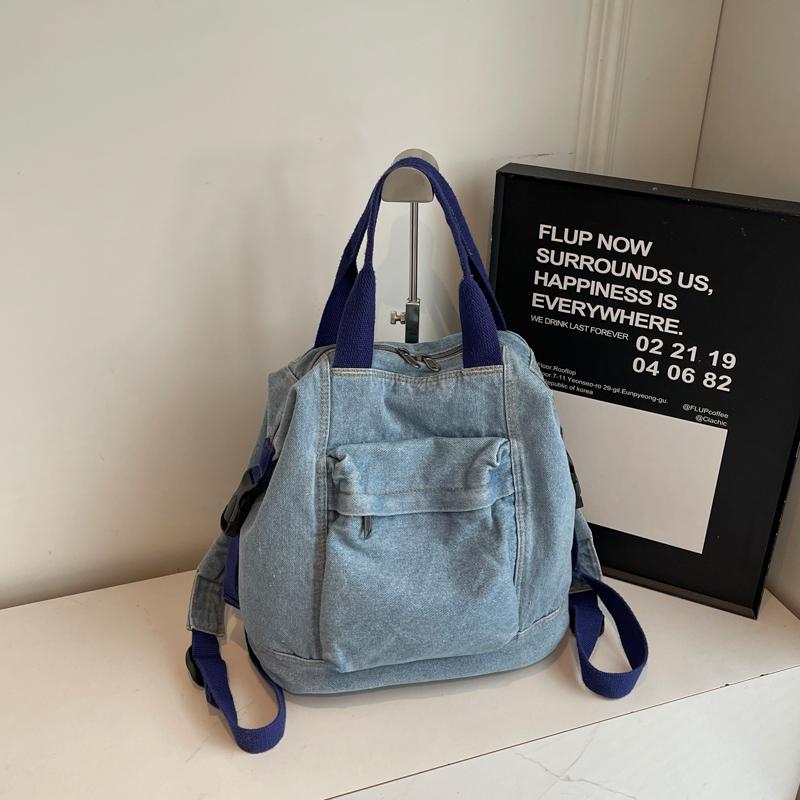 Jeans-Rucksack Damen Kleiner Rucksack Studenten-Schultasche Multifunktionale Handtasche