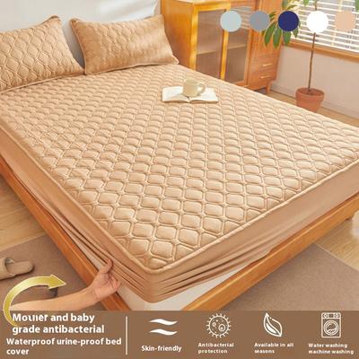 Gestepptes, wasserdichtes Bettlaken mit Gummizug, Queen-Size-Bett, einfarbig, Matratzenschoner für Doppelbett, ohne Kissenbezug