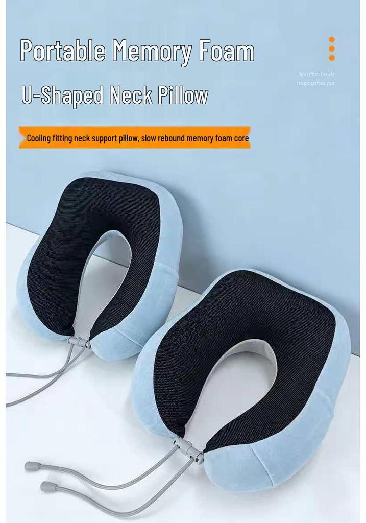 U-shaped Memory Foam Travel Neck Pillow with Magnetic Fabric for Airplane Comfort