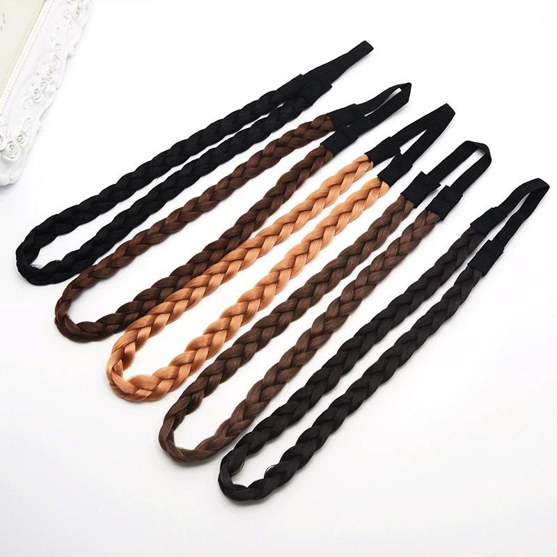 1Pc Headwear Elastic Hair Accessories Personality Plaited Headband Fashion Simulation Synthetic Hair Double Braided Hair Band