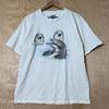 Vintage Dolphins Art Graphic White Cotton T Shirt Size Large