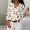 Koszula Damska z Guzikami w Kwiatowy Wzór, Koszula Codzienna z Długim Rękawem, Bluzki Codzienne Plus Size, Podstawowe Top