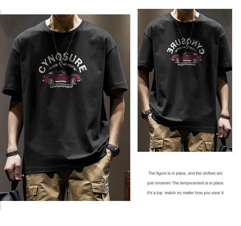 2026 Men's Summer American Retro Cotton T-shirt, Japanese Trendy Brand, Loose Fit, Short Sleeve, Round Neck
