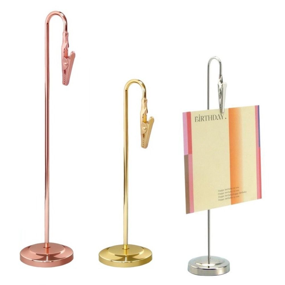 Sturdy Construction Memo Clip Holder Metallic Photo Clip Stand Wedding Supplies