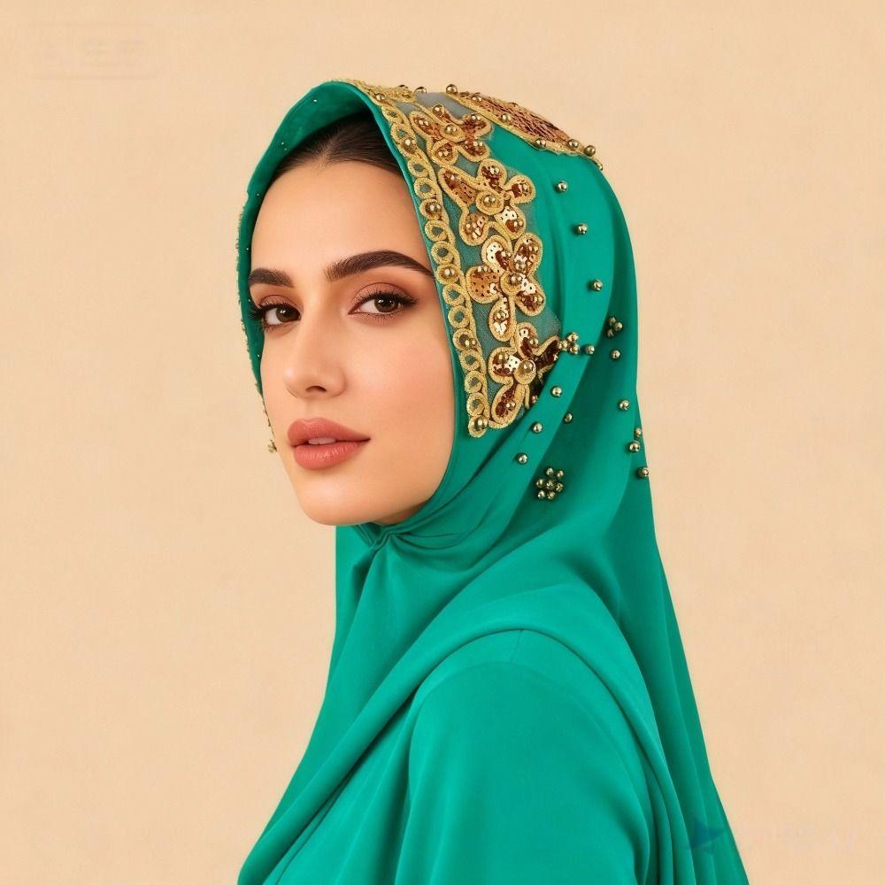 Silk Pearl Chiffon Hijab Scarf Long Women Headscarf Luxury Sequin Wraps Shawl  Female