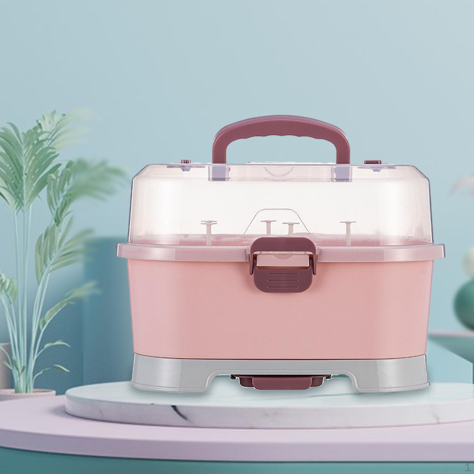 

Сушилка для хранения бутылочек, портативная коробка для столовых приборов для кормления, контейнер-органайзер, сушилка для домашней кухни розовый