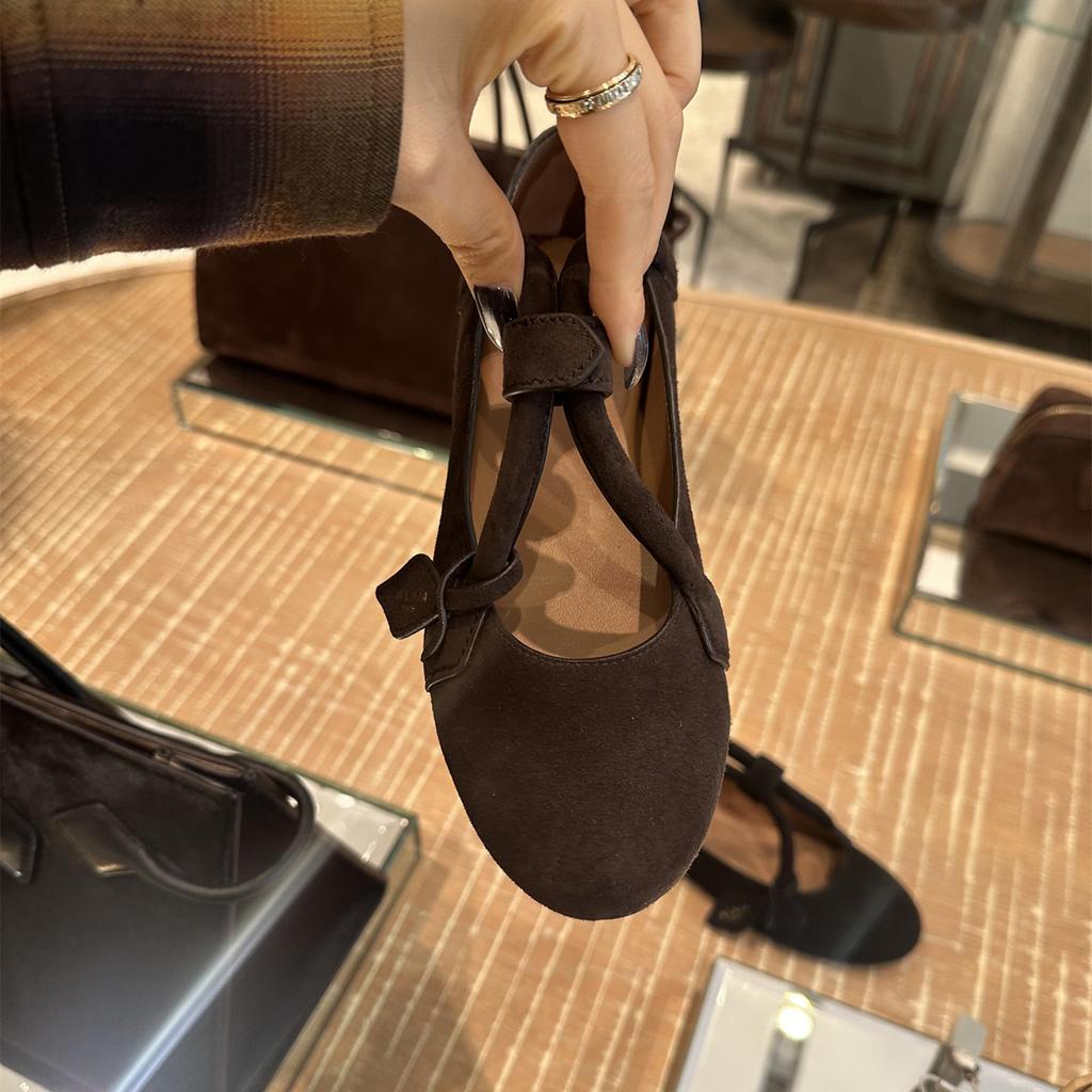 Sheepskin Version~ French Retro Round Head Flat-soled Single Shoes Women's 2025 New Versatile Suede Mary Jane Ballet Shoes