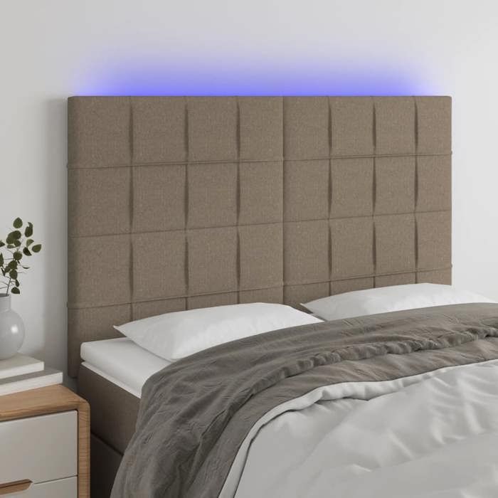 VidaXL Tête de Lit à LED Meuble de Chambre à Coucher Accessoire de Lit Double Tête de Cadre de Lit Intérieur Taupe 3122426