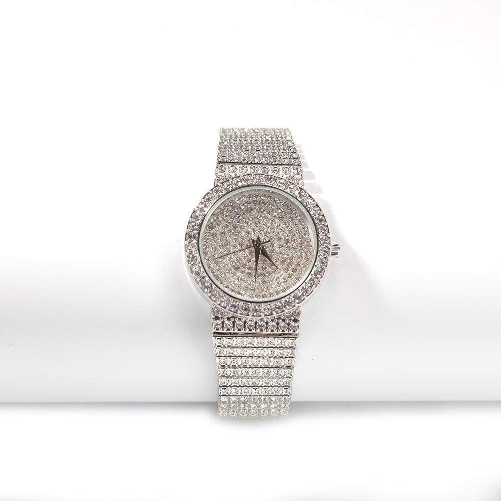 

THE BLING KING Women s Luxury Casual Automatic Watch Stainless Steel Iced Out Bling Waterproof Wrist Watches Gift For Women срібний