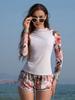 European and American swimwear long-sleeved print splicing double-layer trousers women's split tankini swimsuit