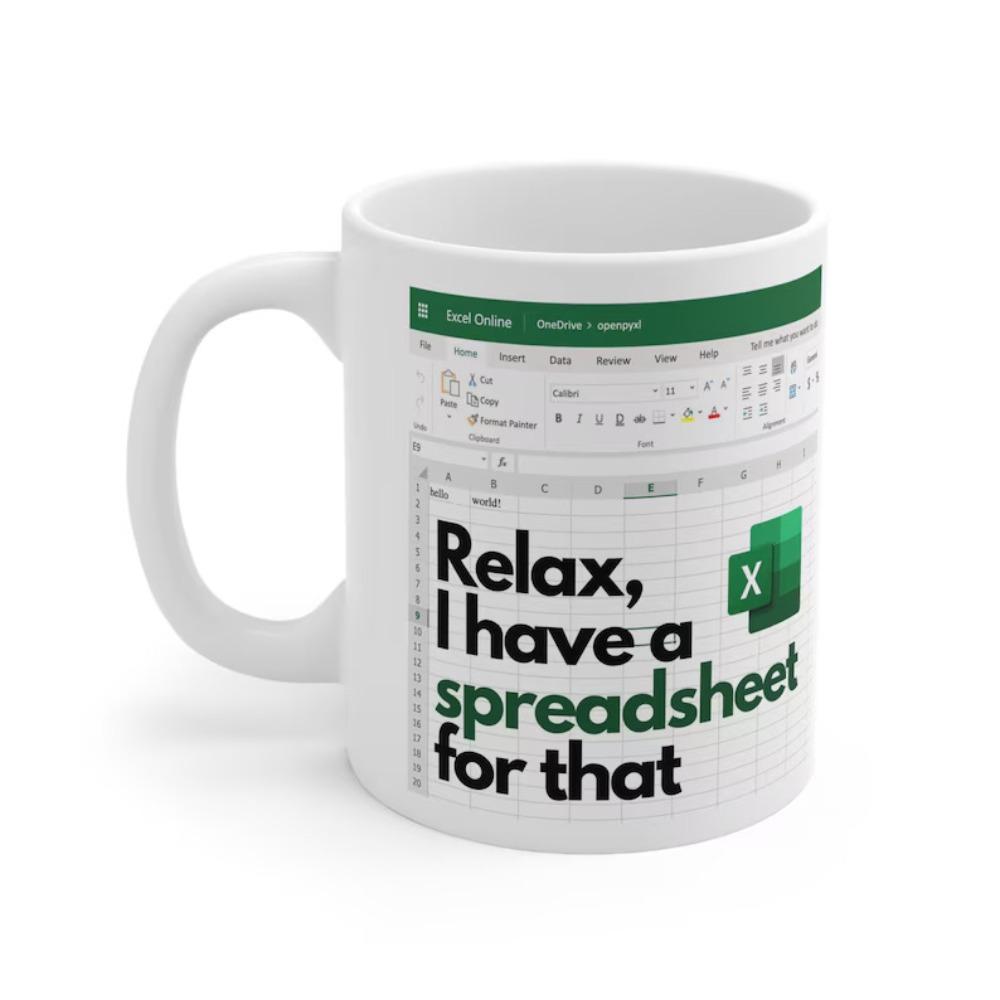 Spreadsheet Ceramic Coffee Mark Mug 301-400ml