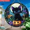 2D Flat Pendant, 2D Flat Design of Black Cats and Pumpkins, Perfect for Porches, Windows, Gardens and Living Room Gifts