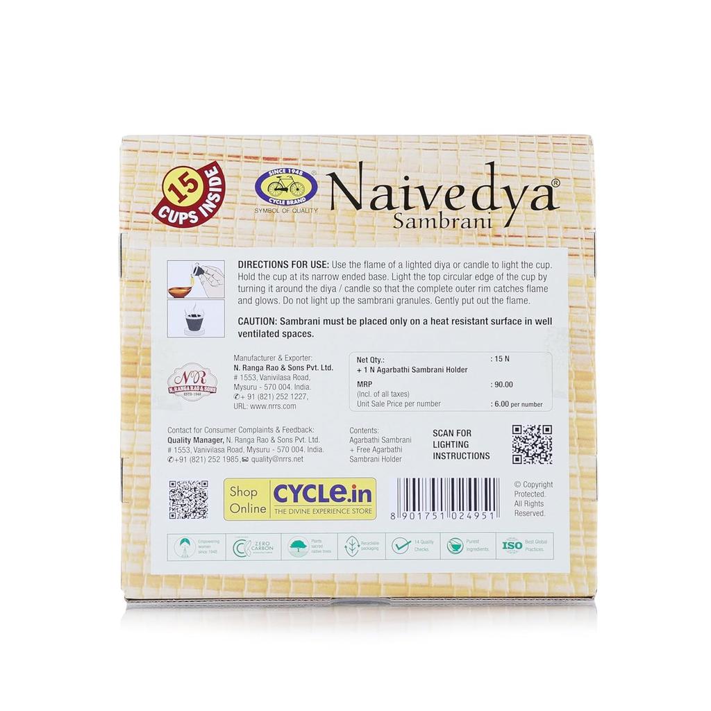Cycle Naivedya Sambrani Dhoop Cups for Pooja  (15 Cups x 4 pack) with Burner Plate Natural Guggal Havan Cups for Home Festivals