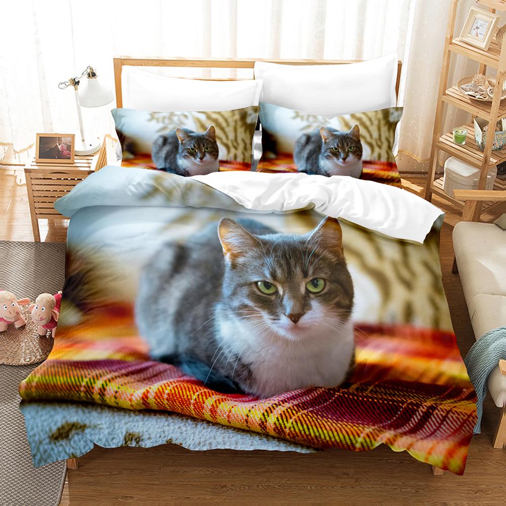 3D The Cat Bedding Sets Duvet Cover Set With Pillowcase Twin Full Queen King Bedclothes Bed Linen