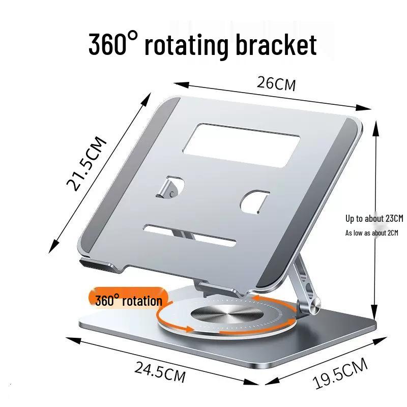 Adjustable Aluminum Alloy Laptop Stand with Cooling Riser and Rotating Feature