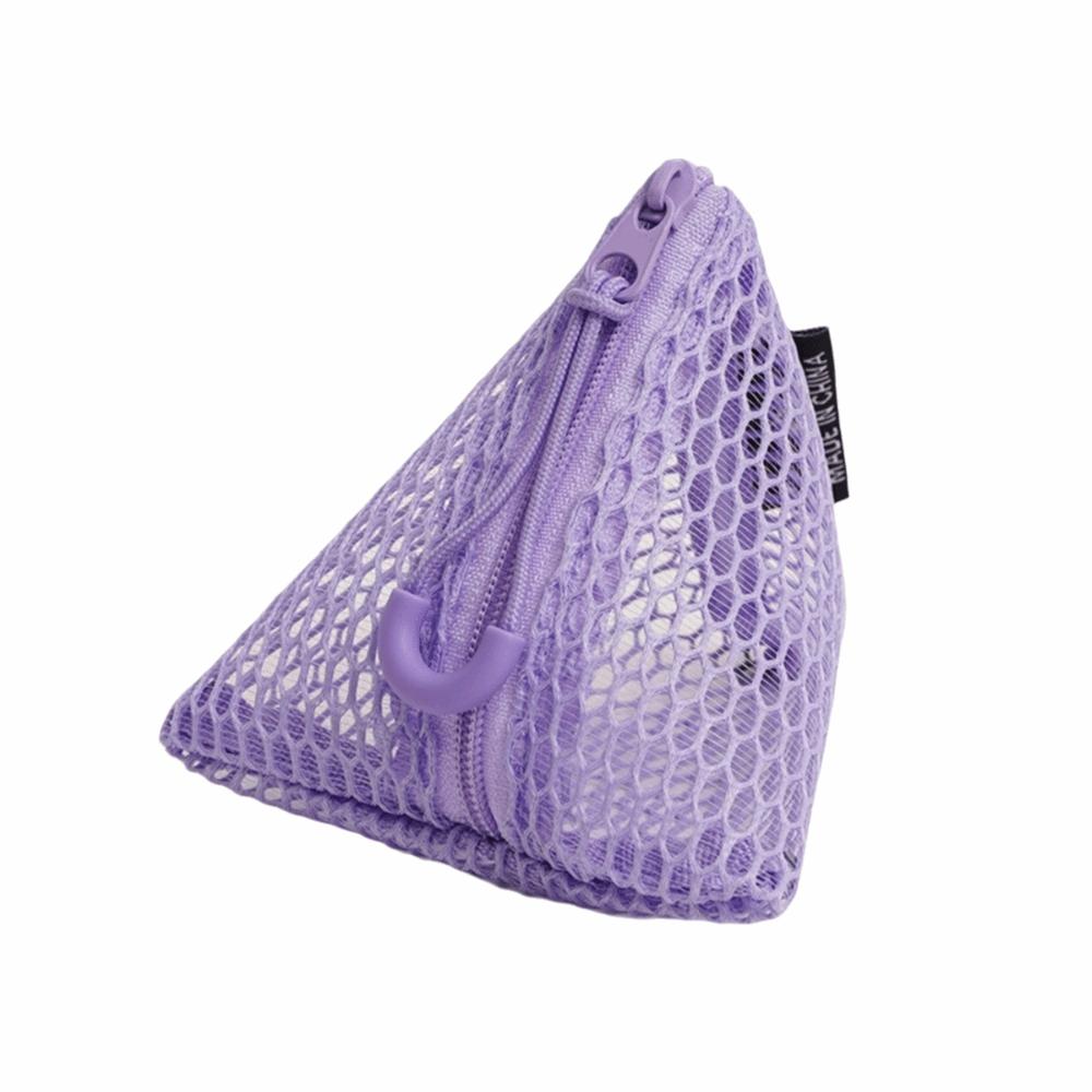 Clear Visible Mesh Storage Pouch Organizer Triangle Design Mini Coin Purse New Mesh Bag Travel Use