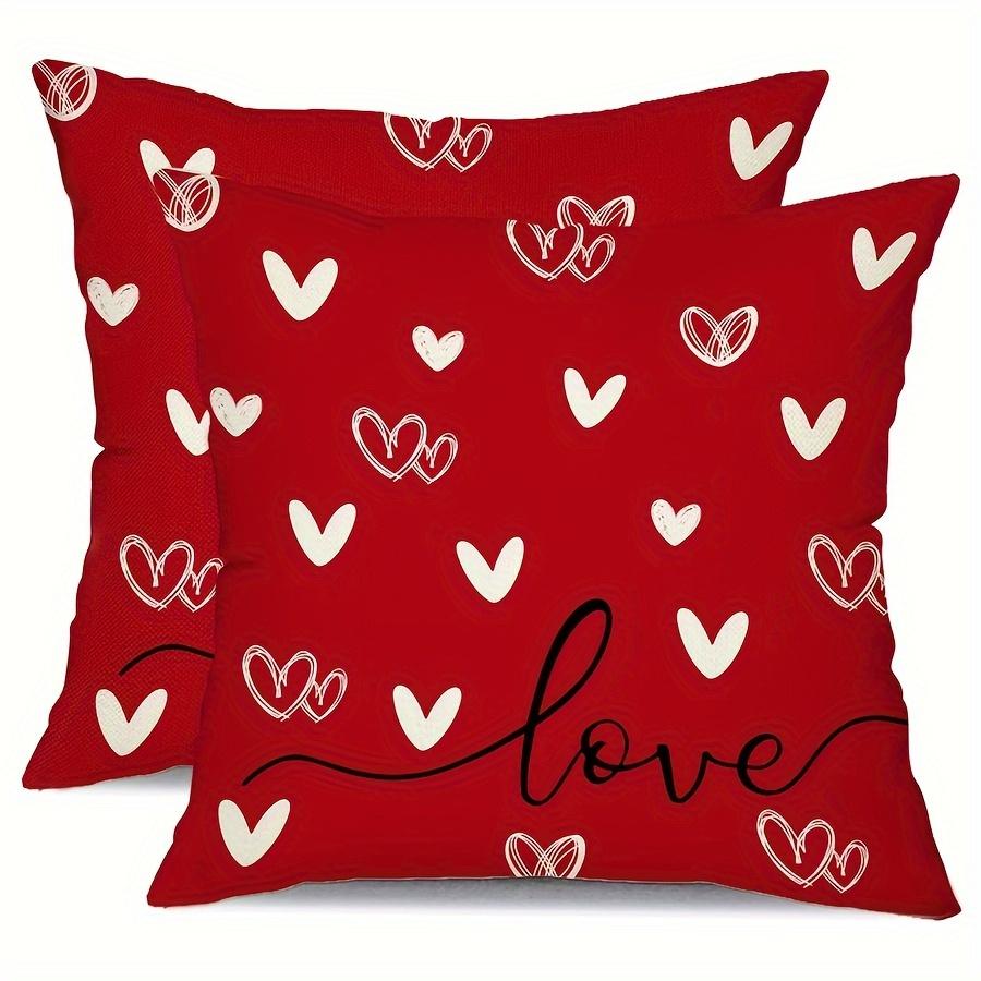 pc D Flat Pillow Not Included Red Heart Love Script Valentine Cushion Cover Plush Romantic Bedroom Decor Gift Case