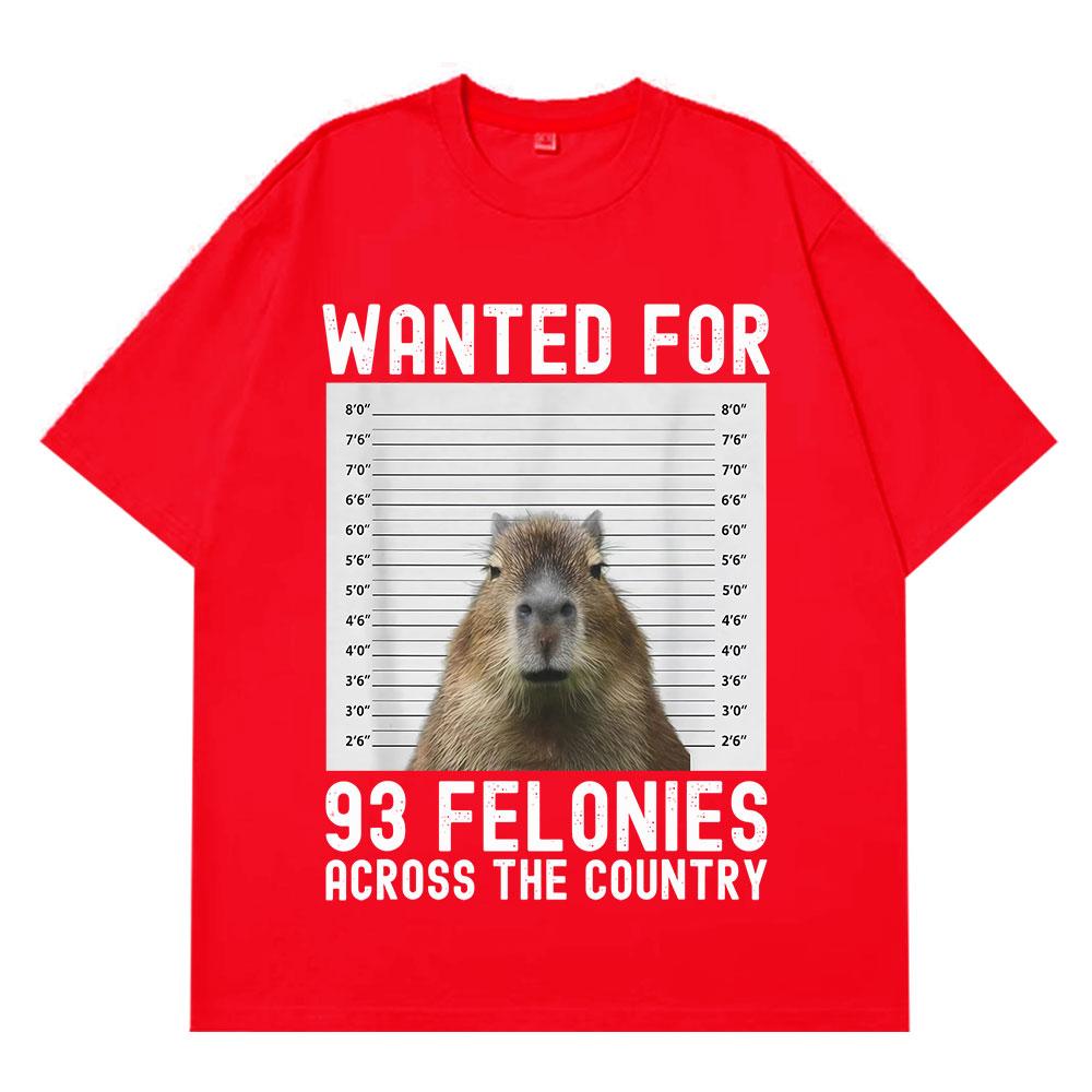 Capybara Mugshot Wanted Poster Meme T Shirt Men Women Vintage Fashion Tshirt Shortsleeved Cotton Harajuku Hiphop Tshirts Tops S