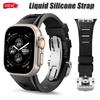 Classic Soft Silicone Strap for Apple Watch Ultra 2 49mm 45mm 44mm 42mm Sports Silicone Bracelet for IWatch Series 9 8 7 6 5 4 SE Correa