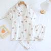 Cotton crepe pajamas pure cotton women, washed cotton love set 1 color, simple and fresh spring and summer pajamas