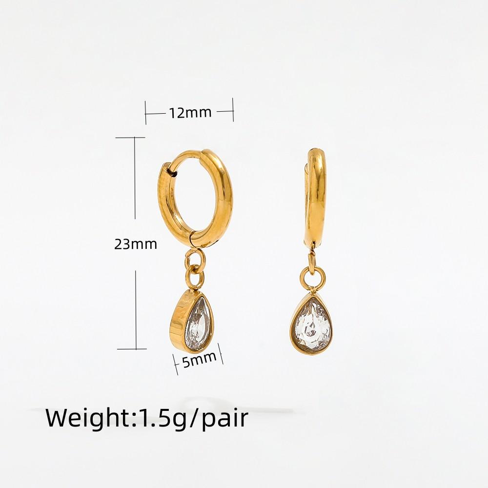 FANKE High End PVD 18K Gold Plated Dainty Mini Water Drop Zirconia Pendant Huggie Earrings Stainless Steel Jewelry золотой