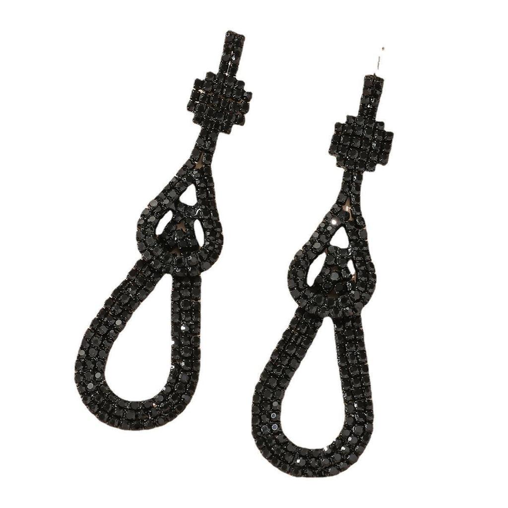 Boho Rhinestone Geometric Tassel Earrings