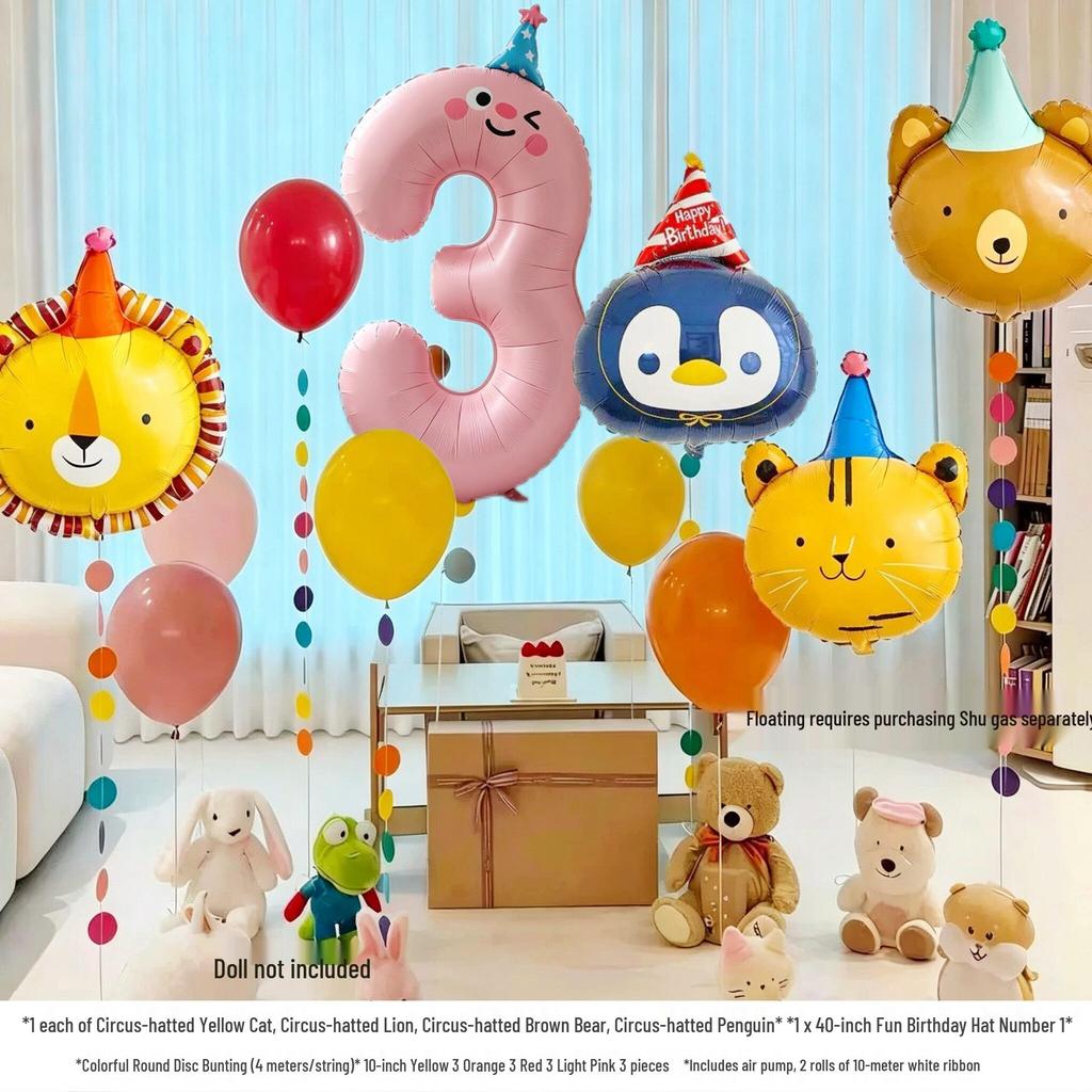 10. Geburtstag Cartoon Tiere & Zahlen Luftballon Party Dekoration für Kinder