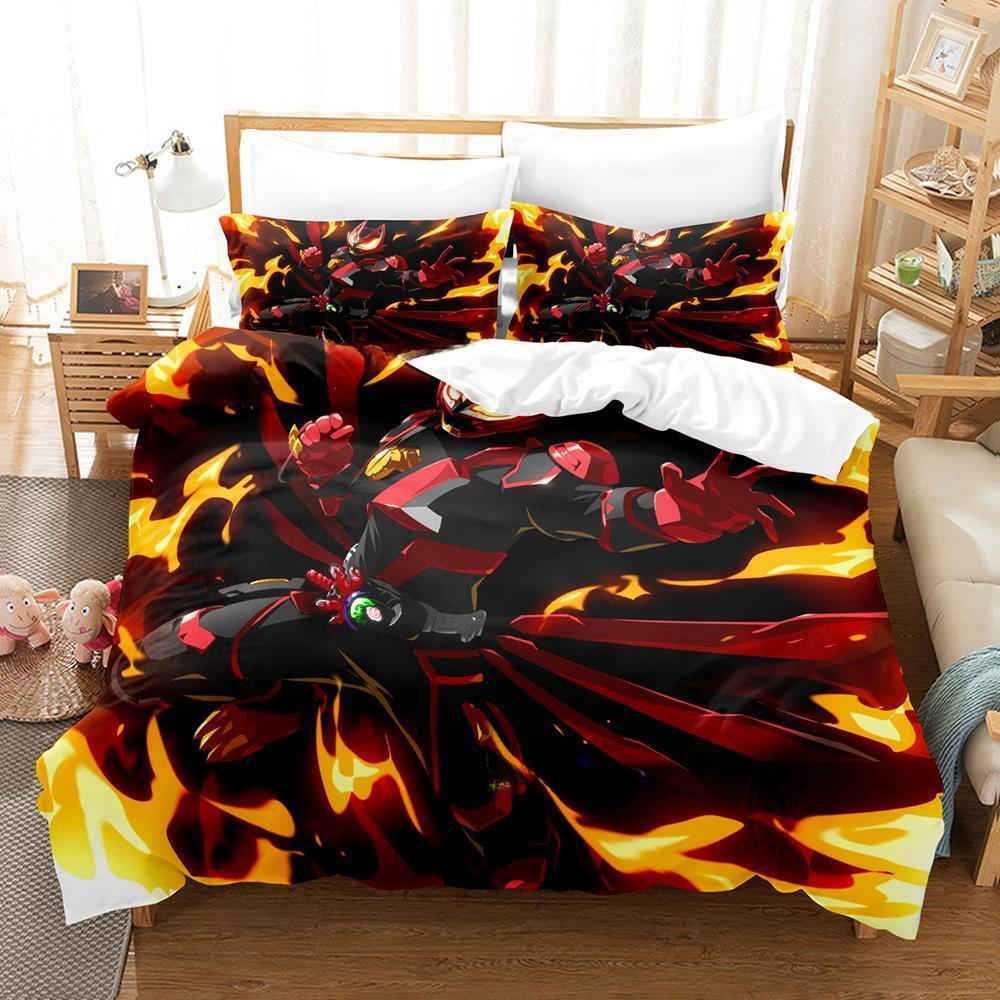 Kamen Rider Geats Bettwäsche-Set, Einzelbett, Doppelbett, Queensize-Bett, Kingsize-Bett, Schlafzimmer für Erwachsene und Kinder, Bettbezug-Set, 3D-Anime-Bettlaken-Set