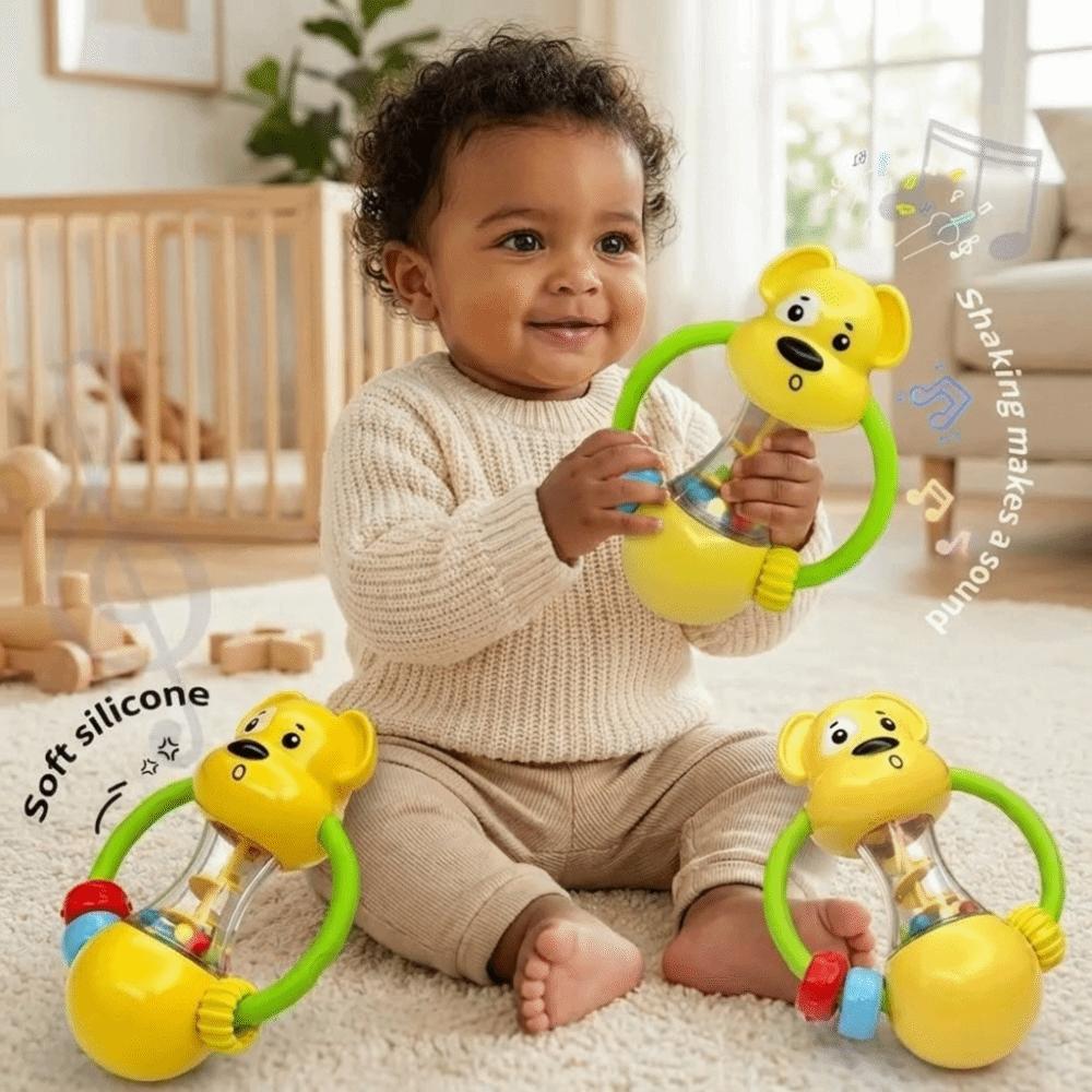 Bear Bell Ball Rattle Soft Sensory Toy Sensory Development Hand-Cranked Bell  Early Education
