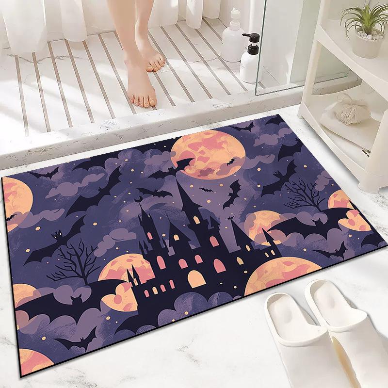 European and American Halloween Decoration Floor Mat Entrance Door Mat Horror Pumpkin Witch Carpet Entrance Door Mat