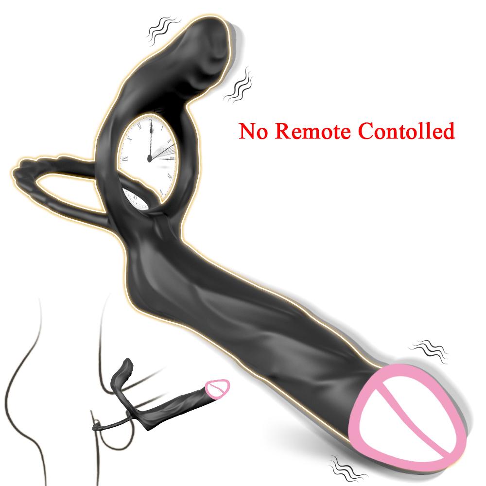 Remote Controlled Double Penetration Vibrator for Couple Anal Plug Vibrator with Penis Cock Ring Adult Sex Toys for Men Women