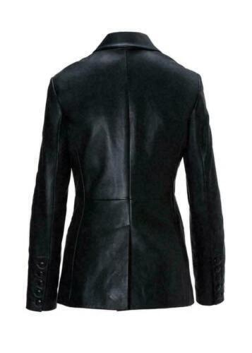 Formal Casual Handmade Genuine Lambskin Leather Black Women's Blazer Designer