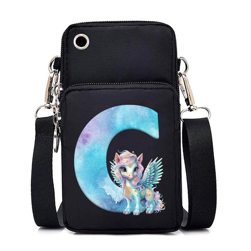 Sac de téléphone portable à imprimé lettre Licorne Léger à transporter Sac bandoulière multifonction