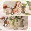4/5 Piece Printed Easter Wooden Rabbit Ornament With Bowknot Standing Bunny Ornament  Shop
