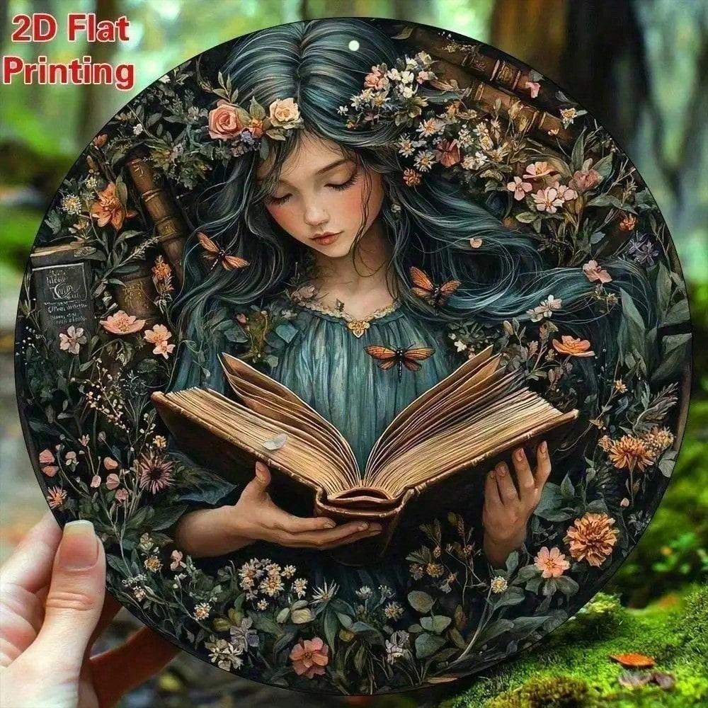 

Vintage Fairy Round Metal Wall Art, Aluminum Garden Sign for Outdoor Patio Decor, 2D Home Sculpture різнокольоровий