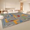 Striped Living Room Loop-pile Carpet, Modern Classic Anti-slip Large Carpet, Bedroom Sofa Area Home Decoration Carpet