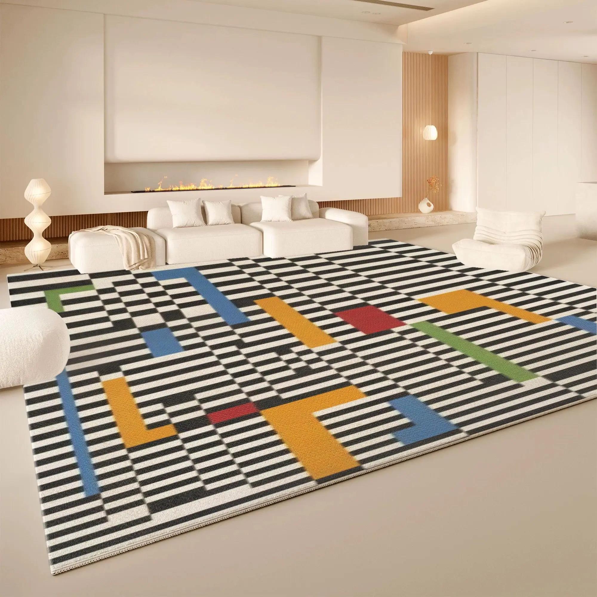 

Striped Living Room Loop-pile Carpet, Modern Classic Anti-slip Large Carpet, Bedroom Sofa Area Home Decoration Carpet 80*120cm