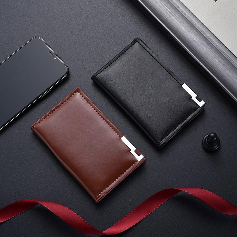 Slim Mens Bifold Wallet PU Leather Card Holder Minimalist Urban Style Lightweight Multi-Card Compartment