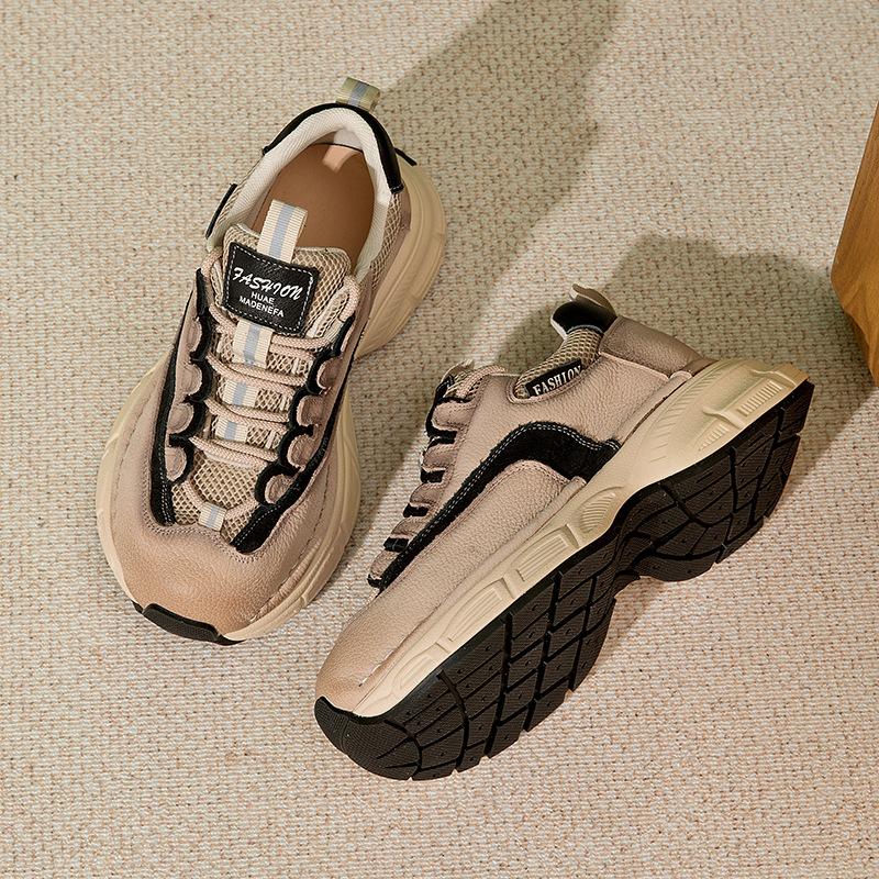 Fashion 4cm Air Mesh Genuine Leather Women Boots Motorcycle Fashion Moccasins Summer Chunky Sneaker Loafer Ankle Booties Shoes